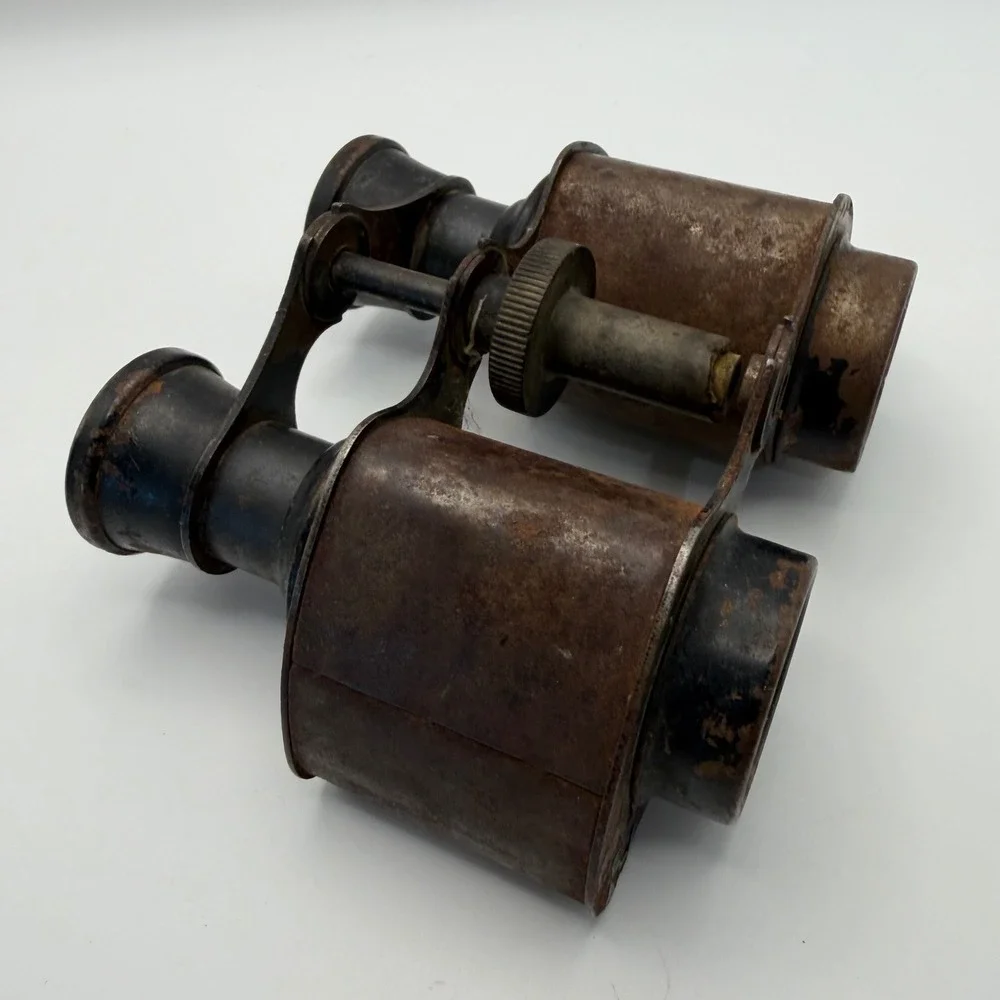 Vintage Antique Metal Binoculars Rusty Patina Steampunk Prop Decor 4.5x4in